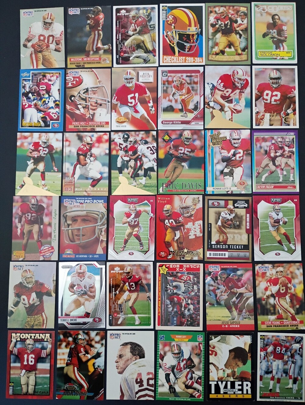 36 San Francisco 49ers Football Cards Joe Montana George Kittle Jerry Rice Bosa